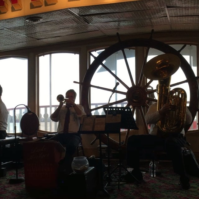 The #steamboatstompers on the #natchezriverboat #mississippiriver #jazz
