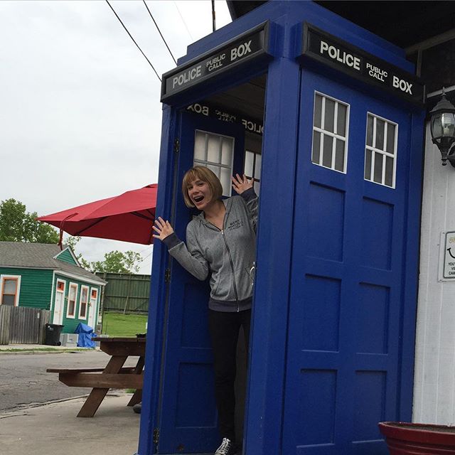 What is #thedoctor #doctorwho doing here?! A #tardis ?! It's bigger on the inside :) #whovian #nola #fandom #geek #travel #louisiana #crownandanchor #policepubliccallbox