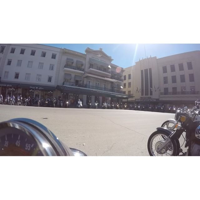 Everyone riding out! #dgr  #dgrsatx #dgr2016 #mengerhotel #motorcycle #womenwhoride #gopro #goprohero4 #ridedaper