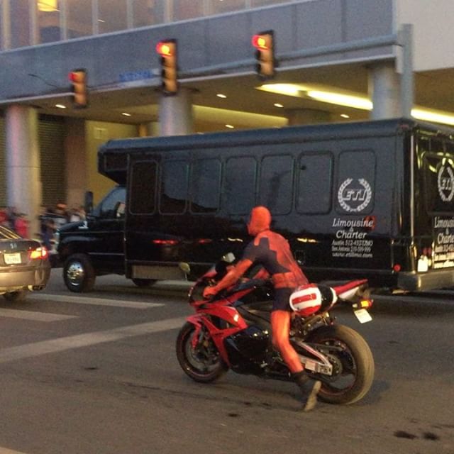 Creeping on #deadpool on his #motorcycle  #accc2016 #geek #comiccon
