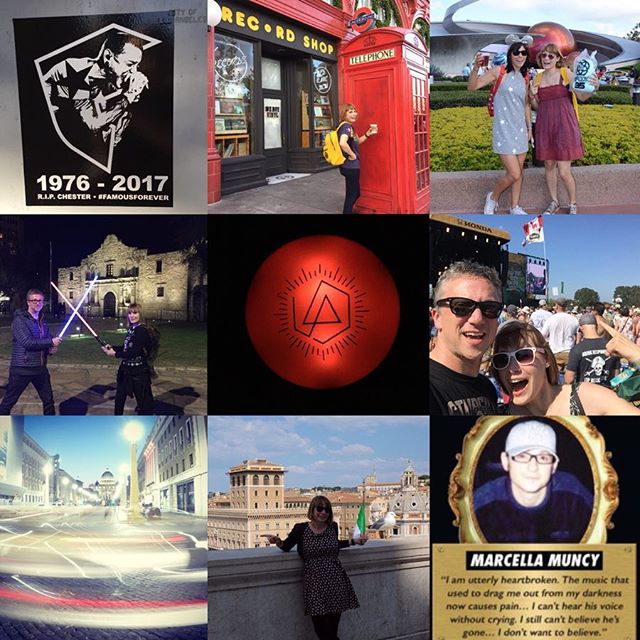 #2017 – what a year… #best9of2017 #yearinreview #yearinreview2017 #chesterbennington @chesterbe ️ #fuckdepression #aclfest #hollywoodbowl #epcot #rome #venice #harrypotter  #thealamo #starwars #lightsaber