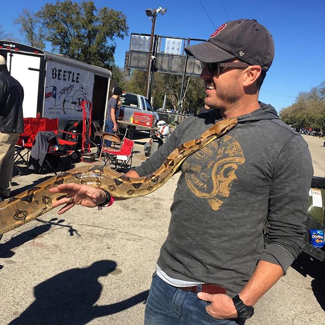 Making friends 🏍 #thetwistoff #fall #texas #python #motorcycle