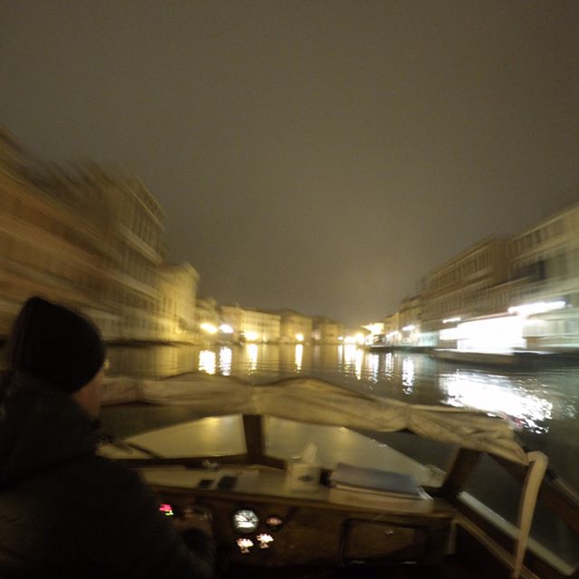 Time to leave #Venice…taking a #watertaxi at #night #italy #travel #gopro #goprohero4 #wanderlust #boat #water #nightshot